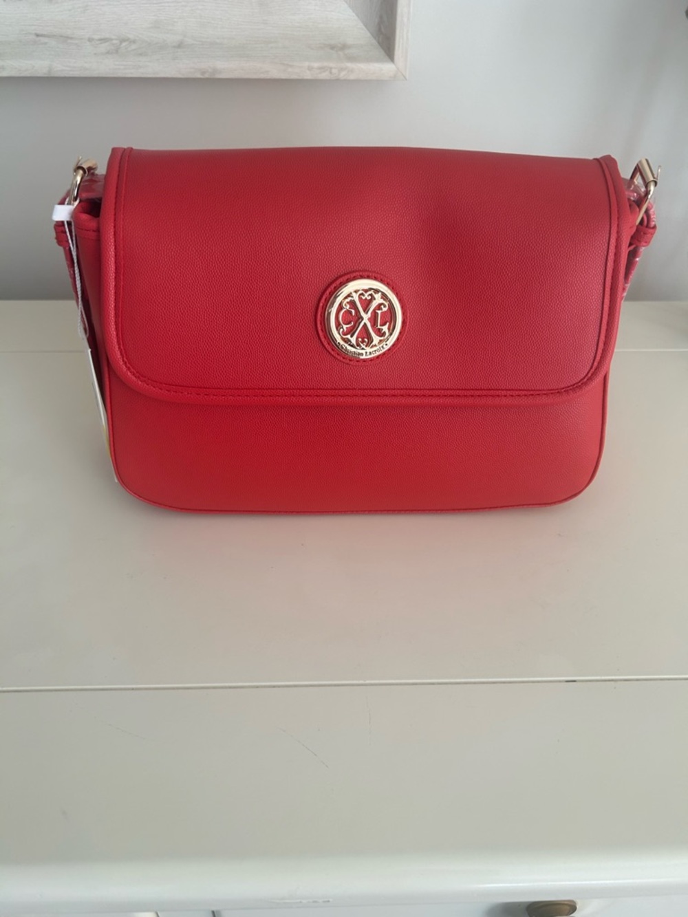 NWT CXL by Christian Lacroix Red Caviar Shoulder Bag with Gold Hardware - Picture 3 of 13